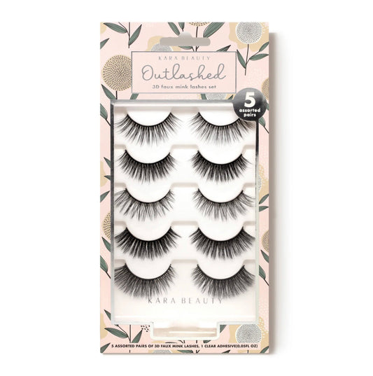 KL5207 OUTLASHED 3D FAUX MINK LASHES 5 PAIRS ASSORTED