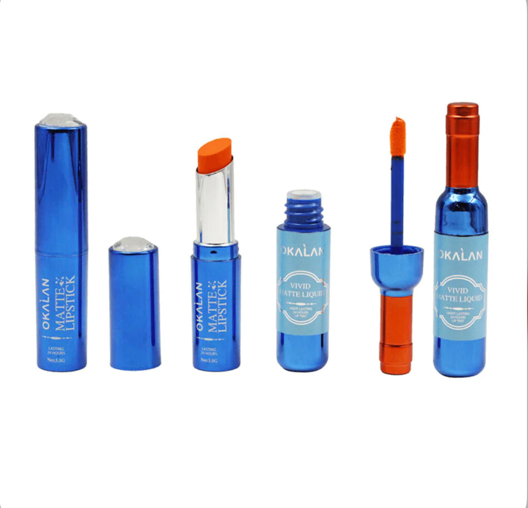 Vivid Matte Liquid & Matte Lipstick - Stunning Orange  3pc