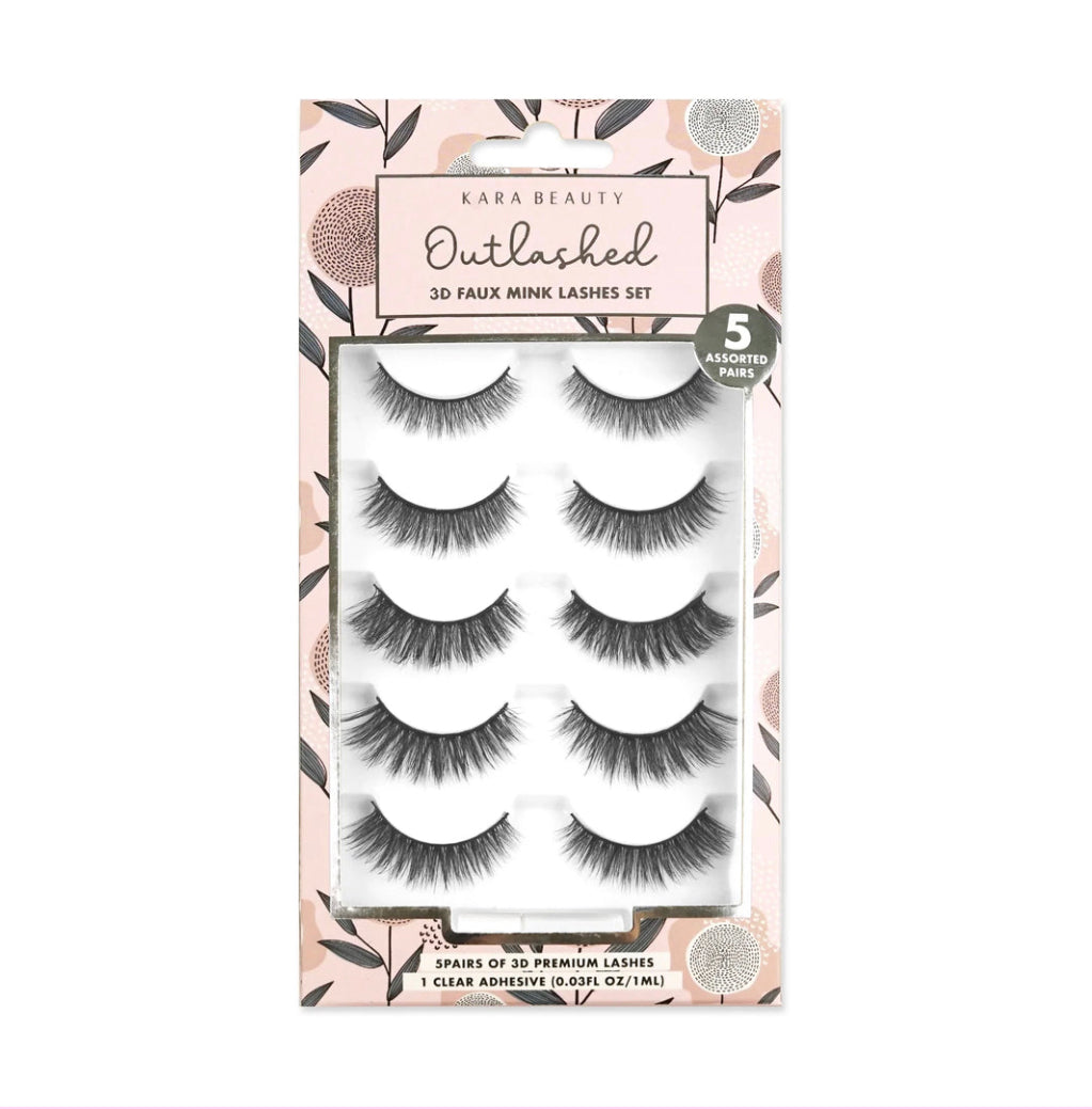 KA5206 OUTLASHED 3D FAUX MINK LASHES 5 ASSORTED PAIRS