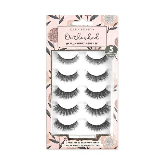 KL5206 OUTLASHED 3D FAUX MINK LASHES 5 ASSORTED PAIRS